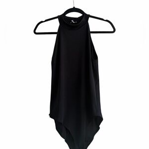 Zara Black Ribbed High Neck Bodysuit Sleeveless size Large